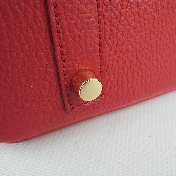 High Quality Fake Hermes 35CM Embossed Veins Leather Bag Red/Orange/Green 6089 - Click Image to Close